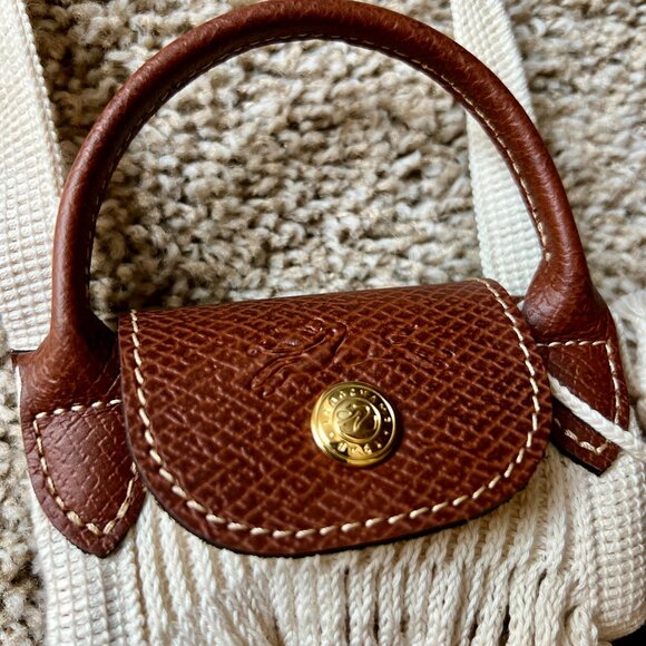 Longchamp Le Pliage Filet XS Mesh Bag, Fisherman Bag, Net Bag, Ecru White Ivory - Picture 2 of 4